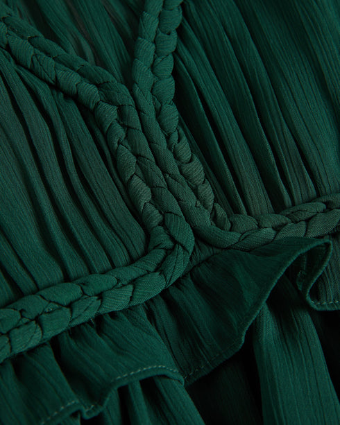 POPPIO-Dresses-Turn heads in POPPIO. Crafted from a lightweight material with a slightly sheer effect, this playful mini dress features a tiered skirt and braided trims that accentuate the look. Pair it with statement jewellery for added drama.The fabric of this product is made with 55% recycled polyester. Using recycled polyester helps divert plastic waste from ending in landfills. Mini dress Rope details High neck Short sleeves Cold shoulder Tiered skirt Concealed fastening Chae is 5'9.5" / 1.77m and wear